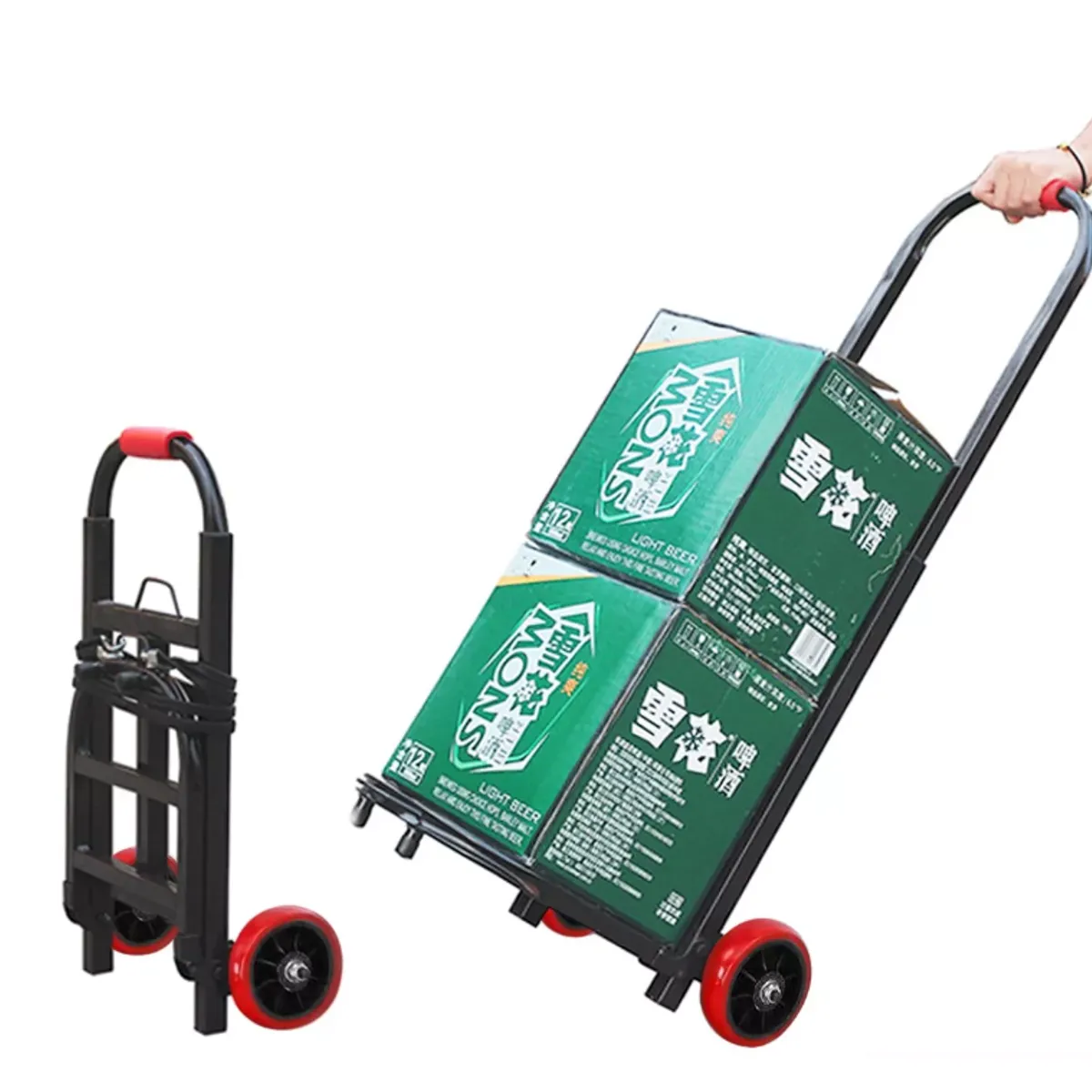 SUPERCENTER - Práctico Carro Plegable Carga Acero 200kg Incluye Elástico+1 Negro