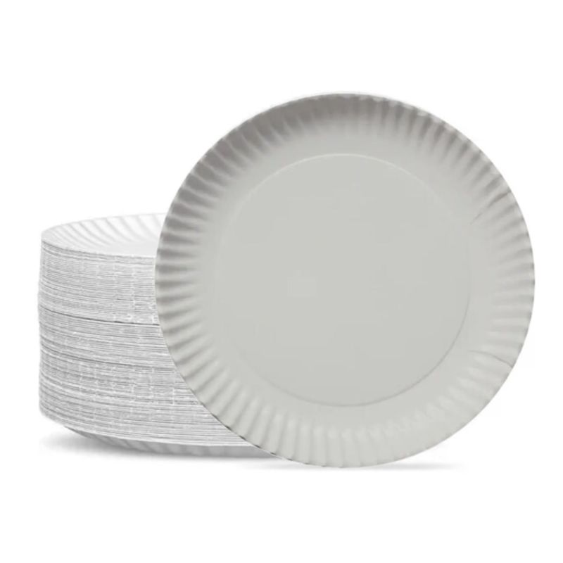 OMNIPACK - Plato De Cartón Blanco 18 Cms (100 Unidades)