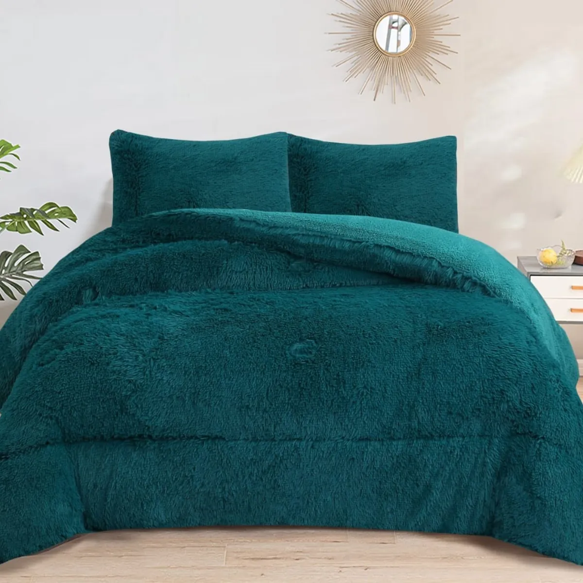 GENERICO - PLUMON O COBERTOR PELUDO CON CHIPORRO 1.5 PLAZA COLOR TURQUESA TF