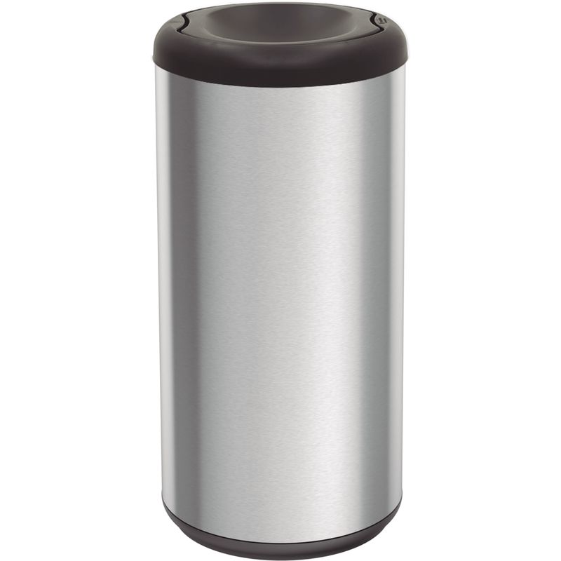 TRAMONTINA - Basurero De Acero Inoxidable 40 L De Capacidad, Aro Negro