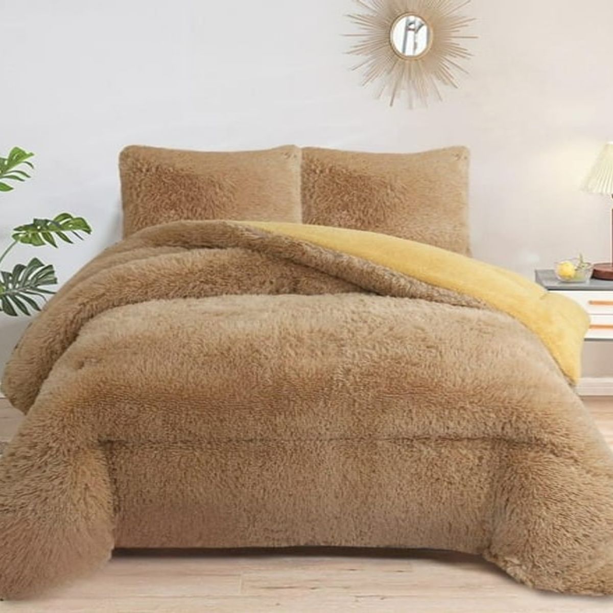 GENERICO - PLUMON O COBERTOR PELUDO CON CHIPORRO 2 PLAZA COLOR CAFE TF