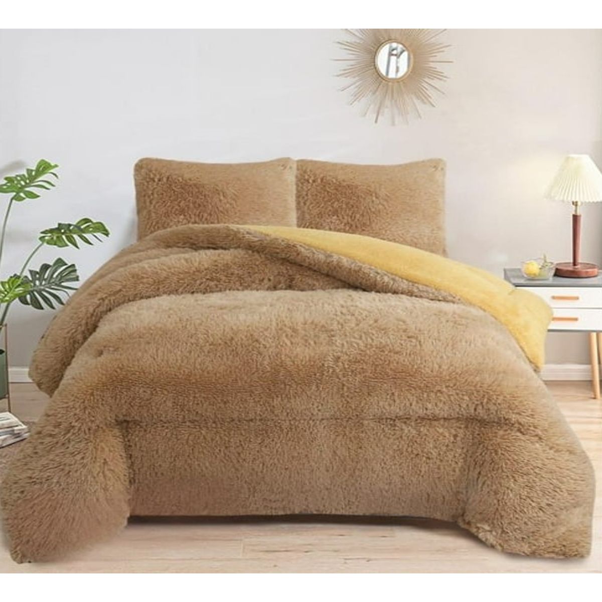 GENERICO - PLUMON O COBERTOR PELUDO CON CHIPORRO 2 PLAZA COLOR CAFE TF