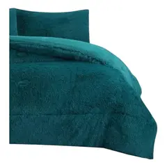 GENERICO - PLUMON O COBERTOR PELUDO CON CHIPORRO 2 PLAZA COLOR TURQUESA TF_.