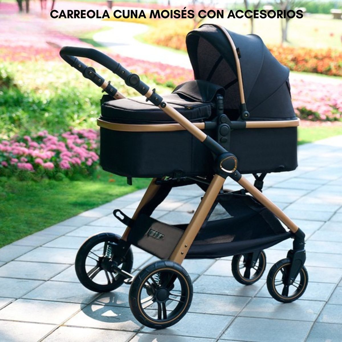 GENERICO - Carreola Cuna Moisés Con Accesorios Negro