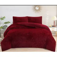 GENERICO - PLUMON O COBERTOR PELUDO CON CHIPORRO 2 PLAZA COLOR BURDEO TF