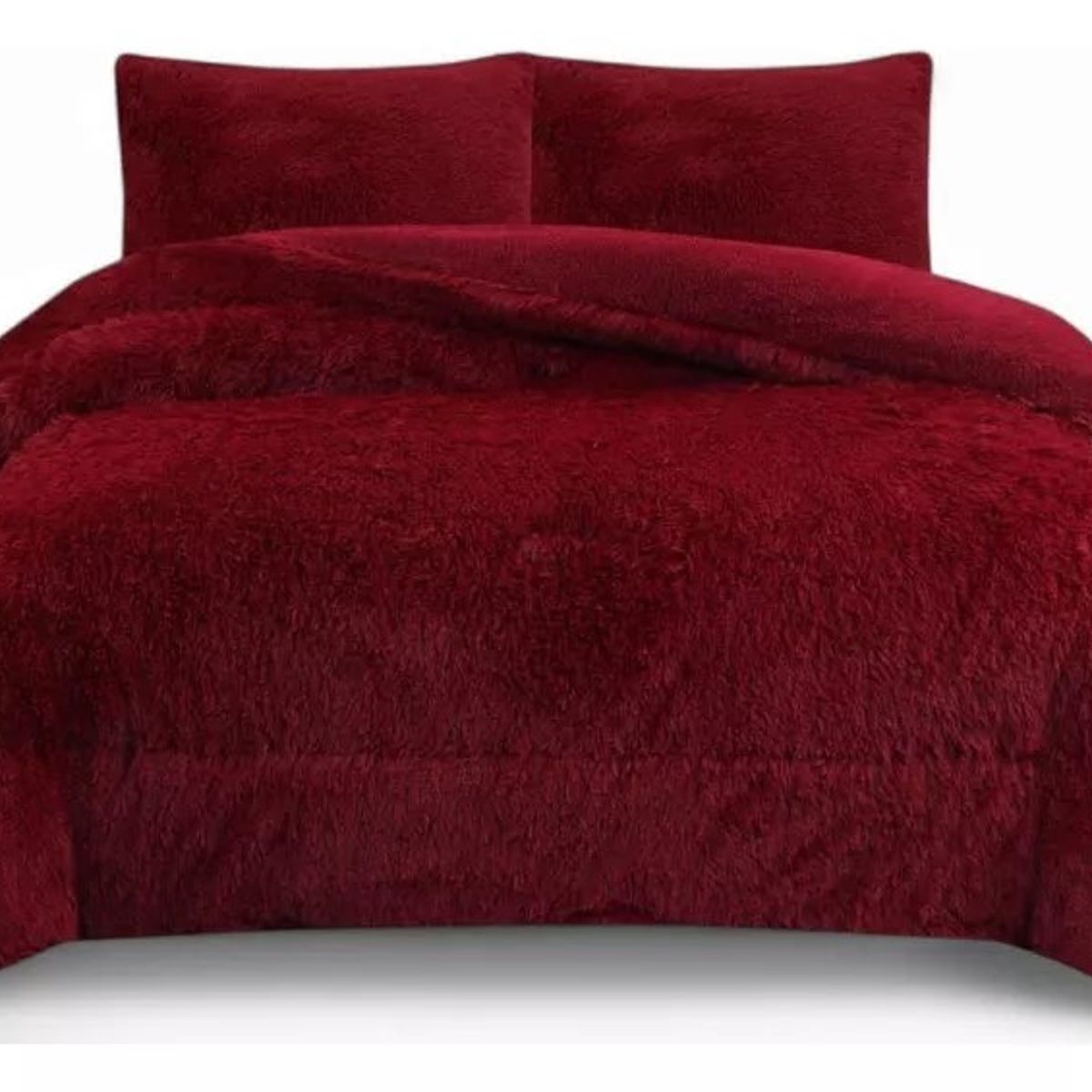 GENERICO - PLUMON O COBERTOR PELUDO CON CHIPORRO 2 PLAZA COLOR BURDEO TF