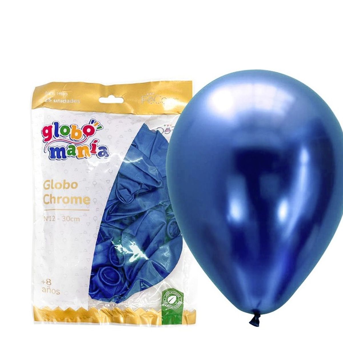 GENERICO - GLOBO 12 CHROME AZUL X25 UNID