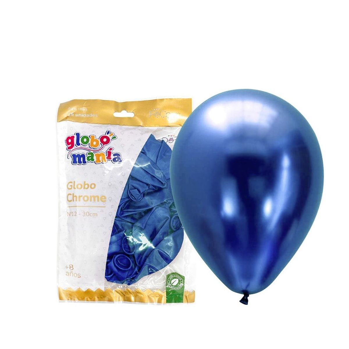 GENERICO - GLOBO 12 CHROME AZUL X25 UNID
