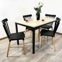 EL BARCO - Juego de Comedor New York + 4 Sillas Windsor negras