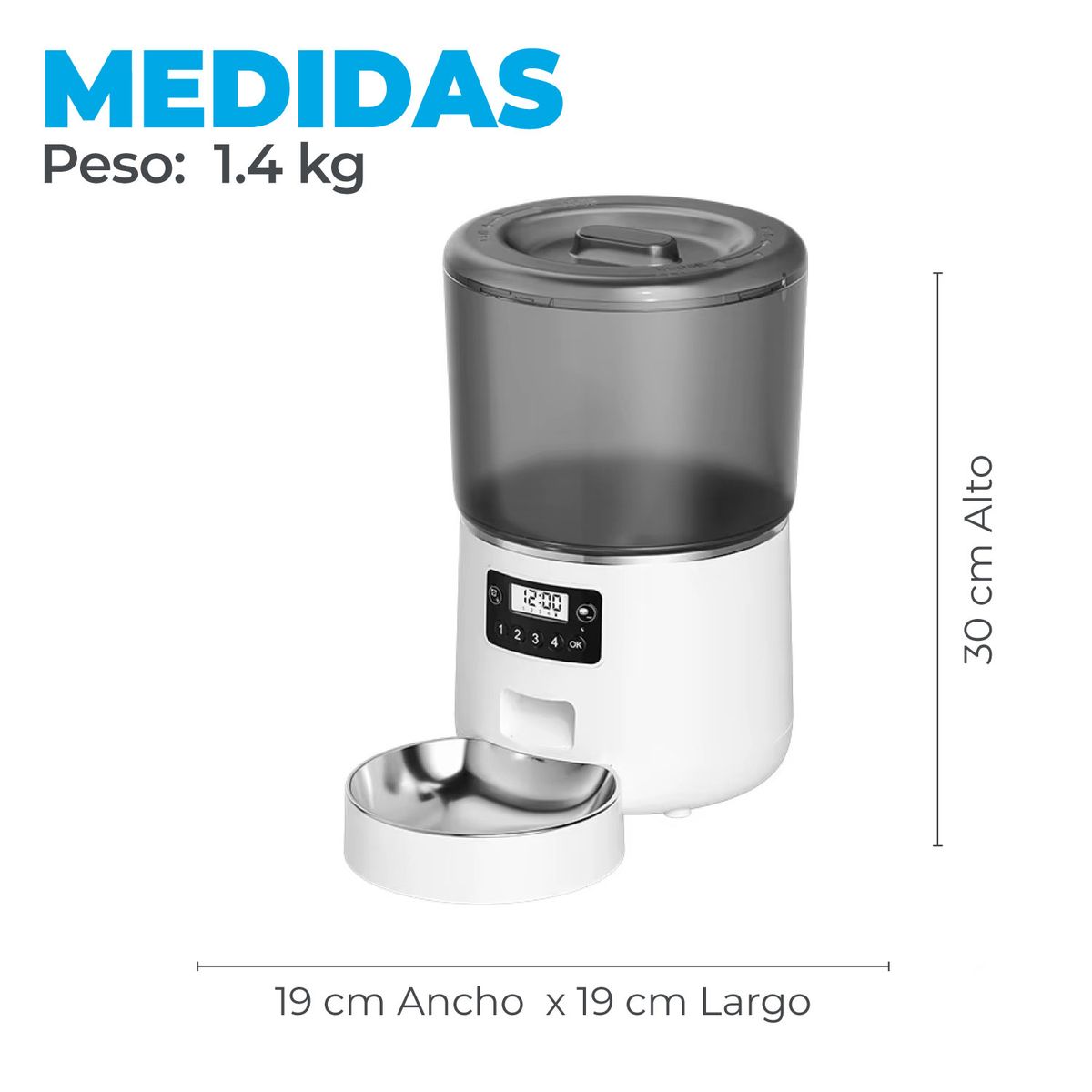 ALPHA - Dispensador Automatico Comida Mascotas 4 lts.