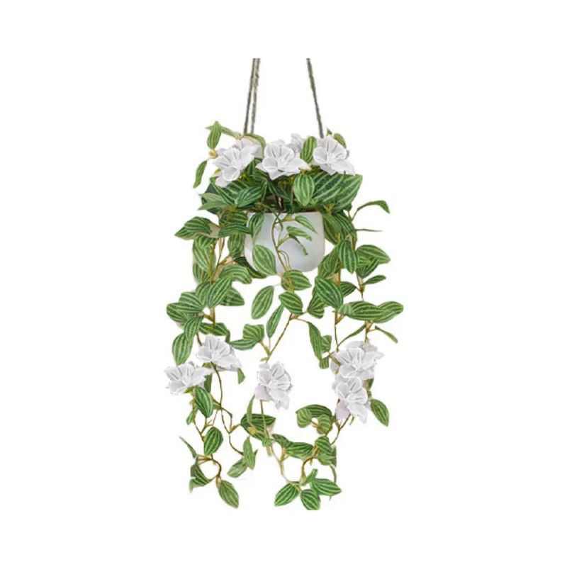 TOPSOC - Maceta Planta Colgante Artificial Violetas Africanas 45x7cm