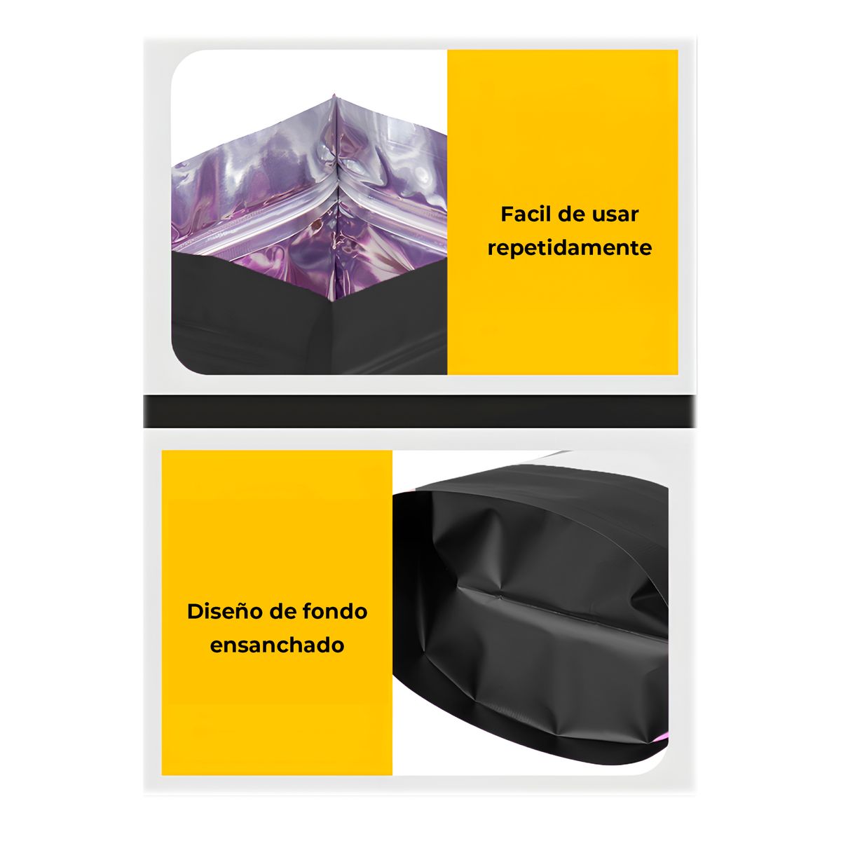 GENERICO - 100 Bolsas DoyPack Aluminio Negra Hermetico Visor 10X15X6CM