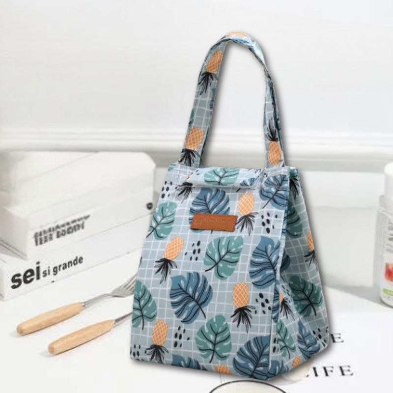 UTILISIMO - Lonchera Térmica Estampada Bolsa de Mano para Picnic Portátil Azul