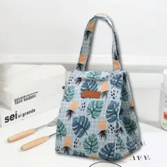 UTILISIMO - Lonchera Térmica Estampada Bolsa de Mano para Picnic Portátil Azul