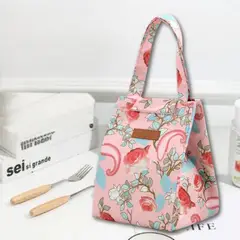 UTILISIMO - Lonchera Térmica Estampada Bolsa de Mano para Picnic Portátil Rosado