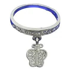 GENERICO - Anillo de plata 925 circones mariposa colgante talla 7