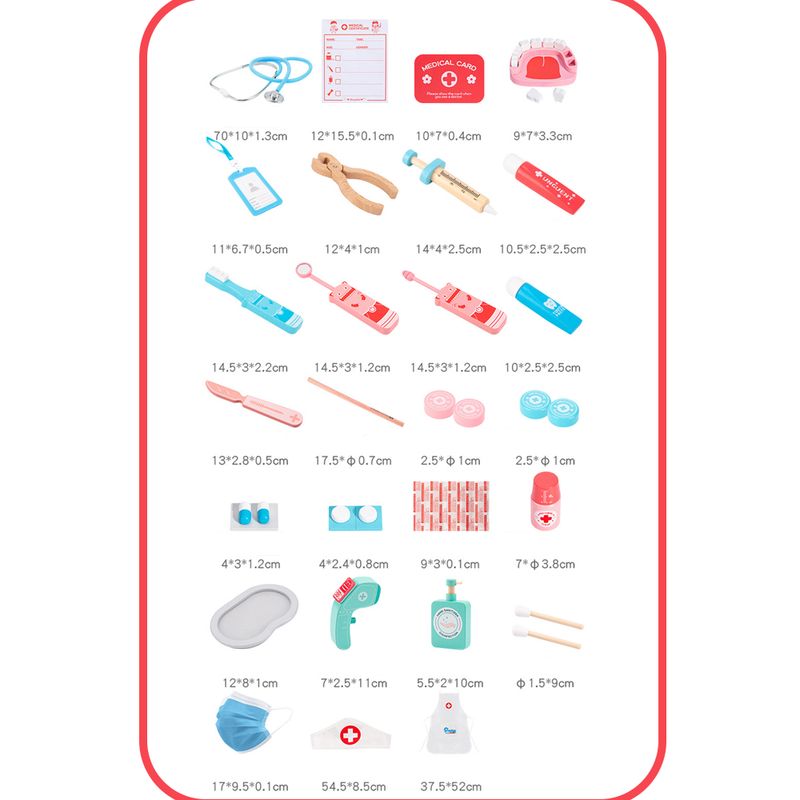 GENERICO - Set Juego Kit Doctor 37 Piezas Juguete Madera Niños
