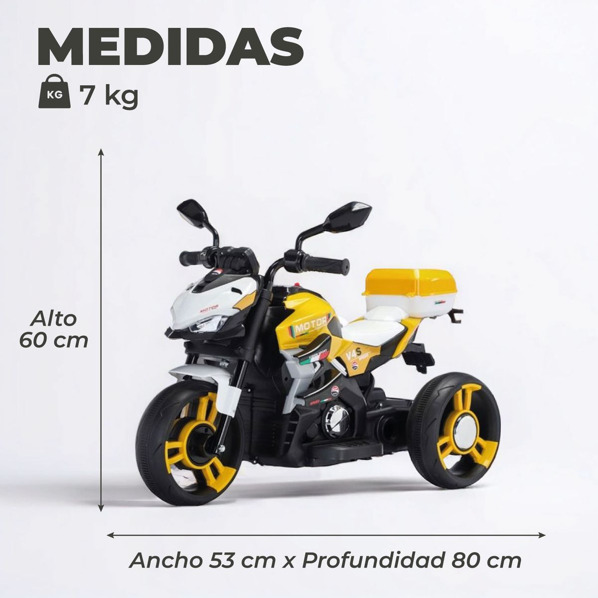 ALPHA - Moto Electrica Niño a Bateria Nitro Italy V4 Luz y Sonido