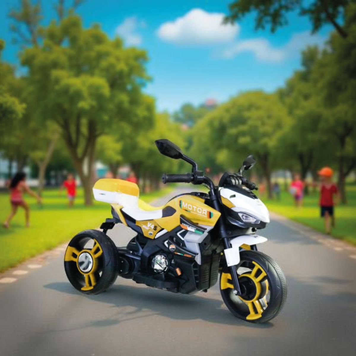 ALPHA - Moto Electrica Niño a Bateria Nitro Italy V4 Luz y Sonido