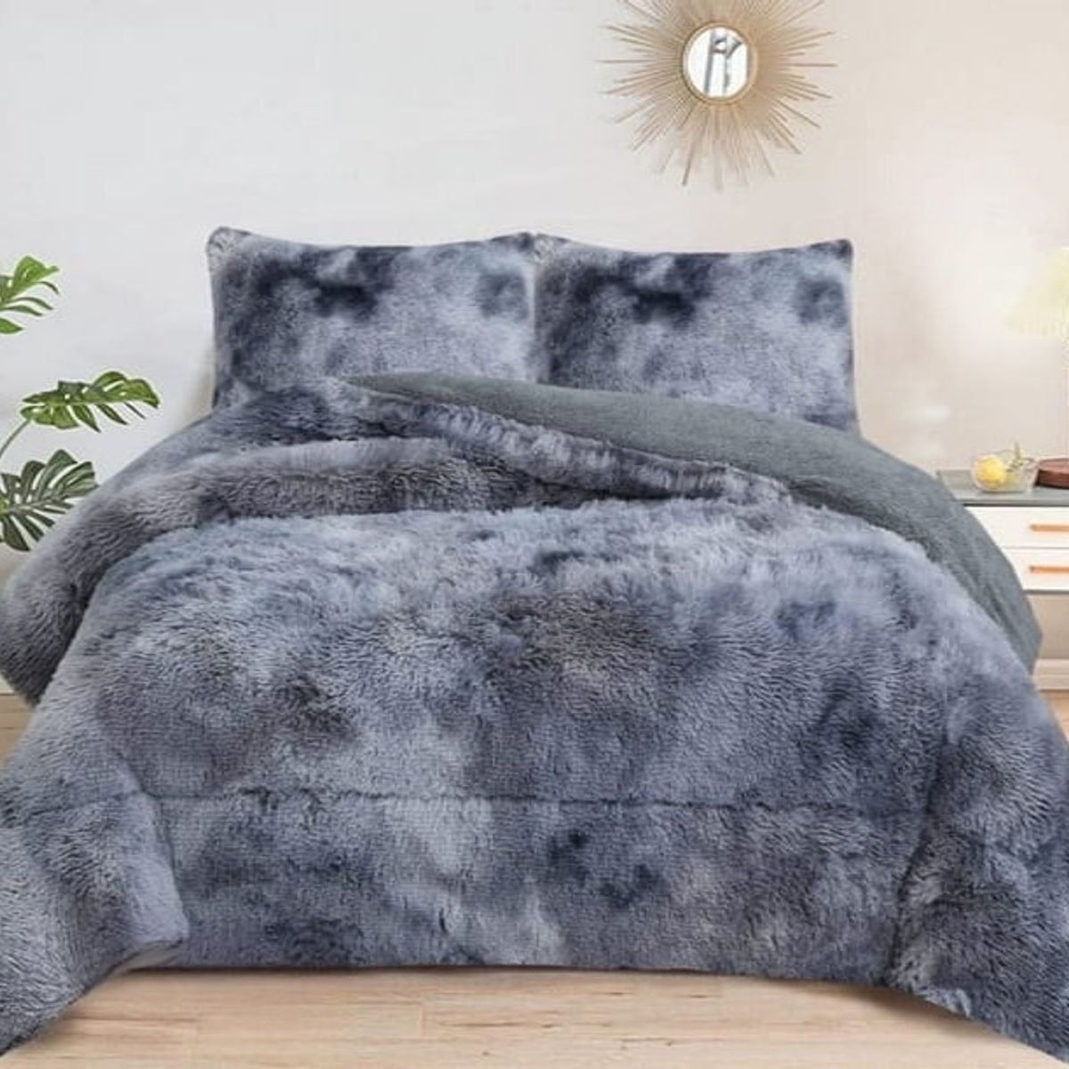 GENERICO - PLUMON O COBERTOR PELUDO CON CHIPORRO COLOR JASPEADO KING  TF