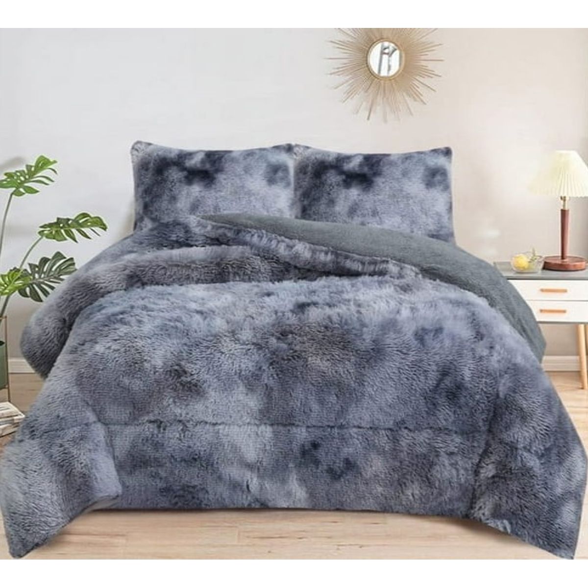 GENERICO - PLUMON O COBERTOR PELUDO CON CHIPORRO COLOR JASPEADO KING  TF