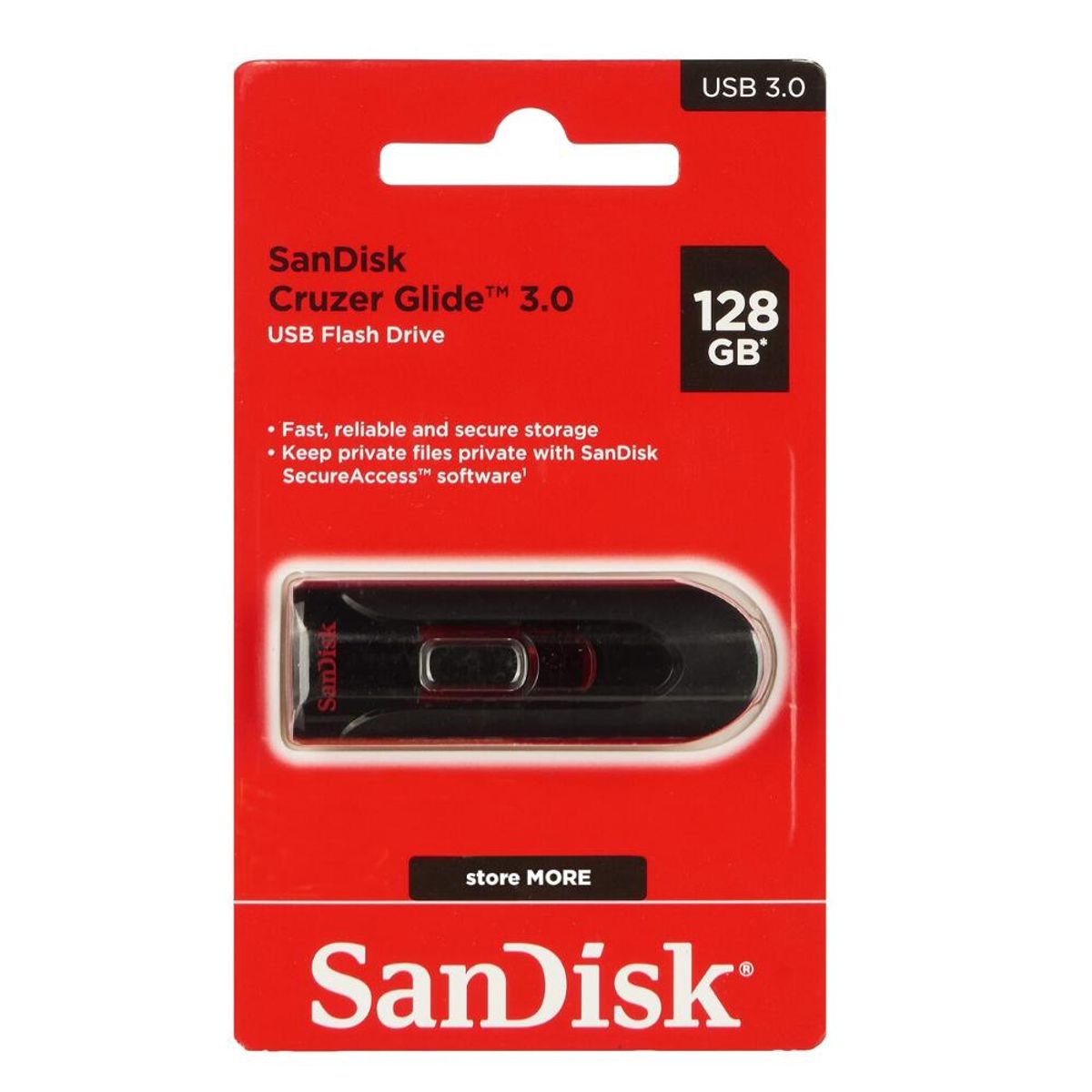 SANDISK - PENDRIVE SANDISK CRUZER GLIDE 32GB 3.0 LISA NEGRO Y ROJO