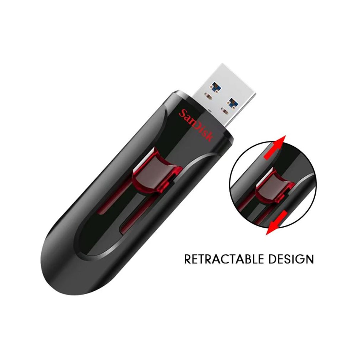 SANDISK - PENDRIVE SANDISK CRUZER GLIDE 32GB 3.0 LISA NEGRO Y ROJO