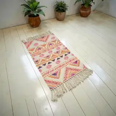 GENERICO - Bajada De Cama Kilim 60cmx90cm Tejidas Algodon Etnico - Multicolor - 90 cm
