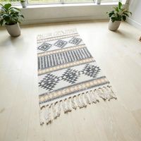 Bajada De Cama Kilim 60cmx90cm Tejidas Algodon Etnico - Multicolor - 90 cm