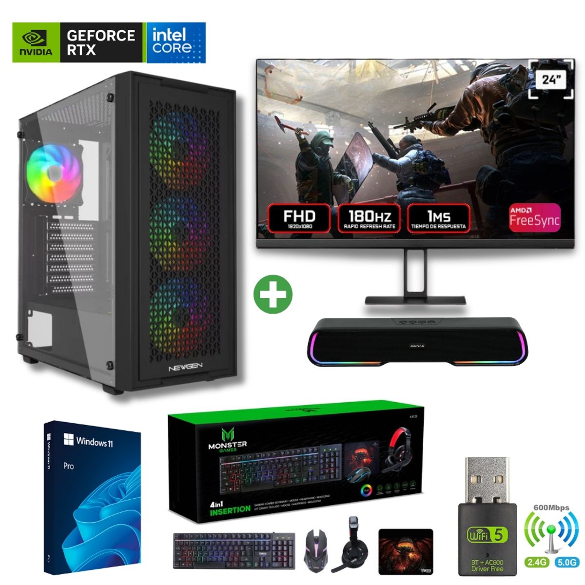 INTEL - Pc Gamer Intel i5-12400F - 32GB - RTX 5060 - 2TB (Parlante + Monitor 24") TNM01