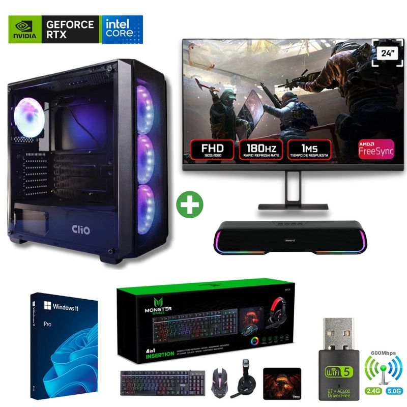 INTEL - Pc Gamer Intel i5-12400F - 32GB - RTX 4060 - 2TB (Parlante + Monitor 24") P1