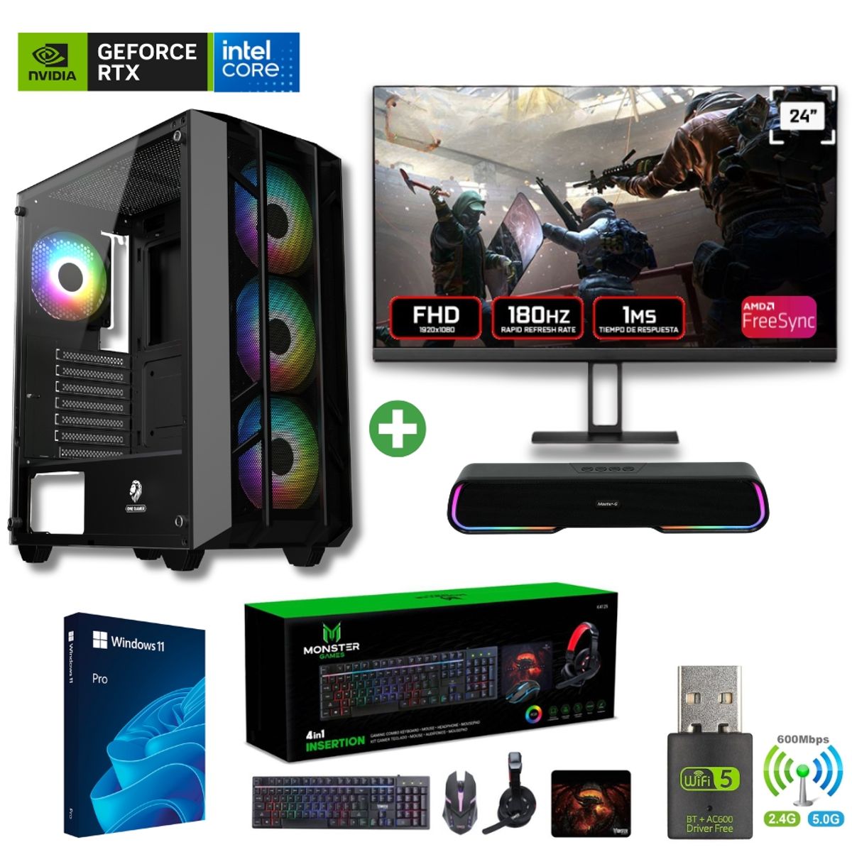 AMD CORP - Pc Gamer Intel i5-12400F- 16GB - RTX 5060 - 1TB (Parlante + Monitor 24") PRO