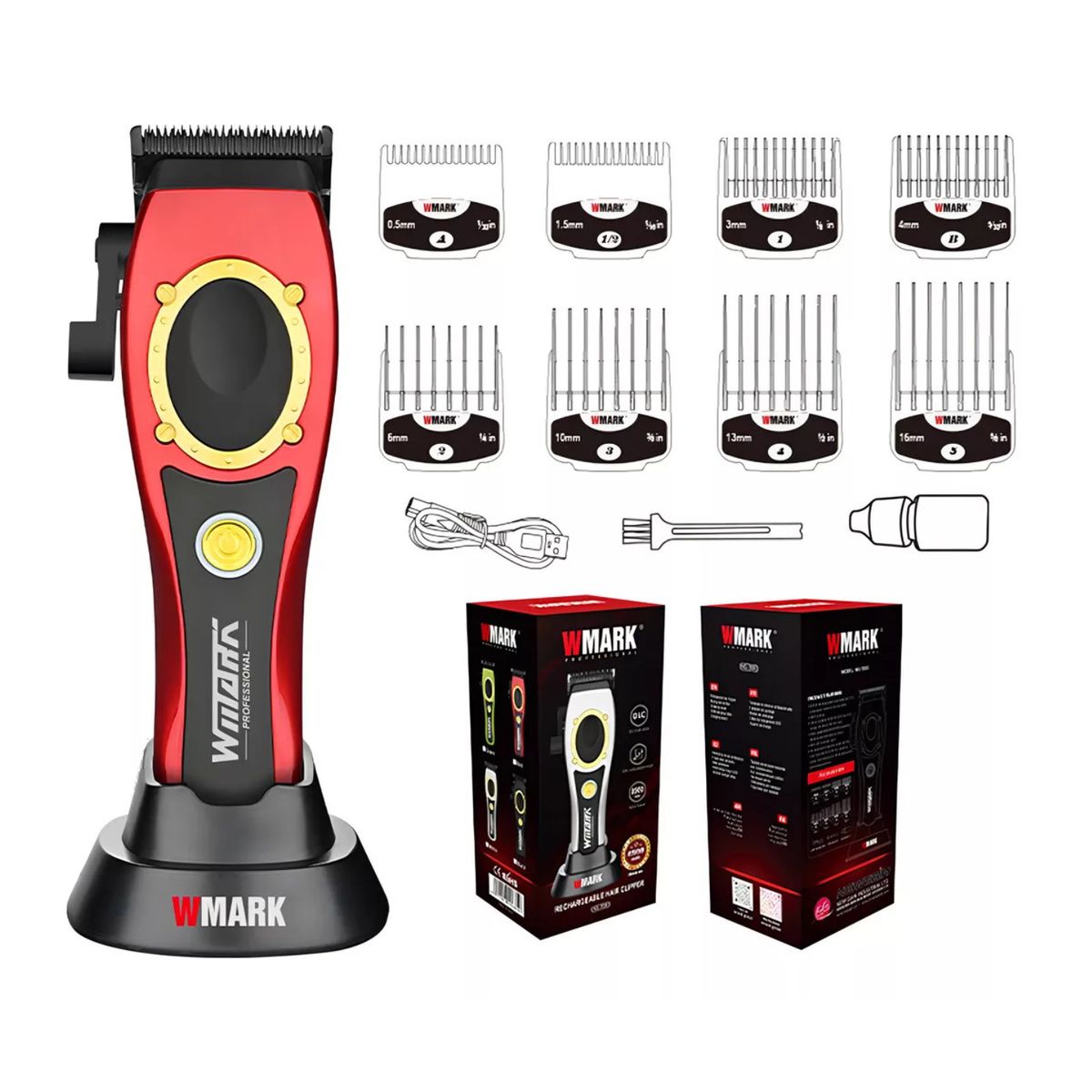 WMARK - Maquina Cortadora De Pelo Profesional Wmark NG7030 Rojo