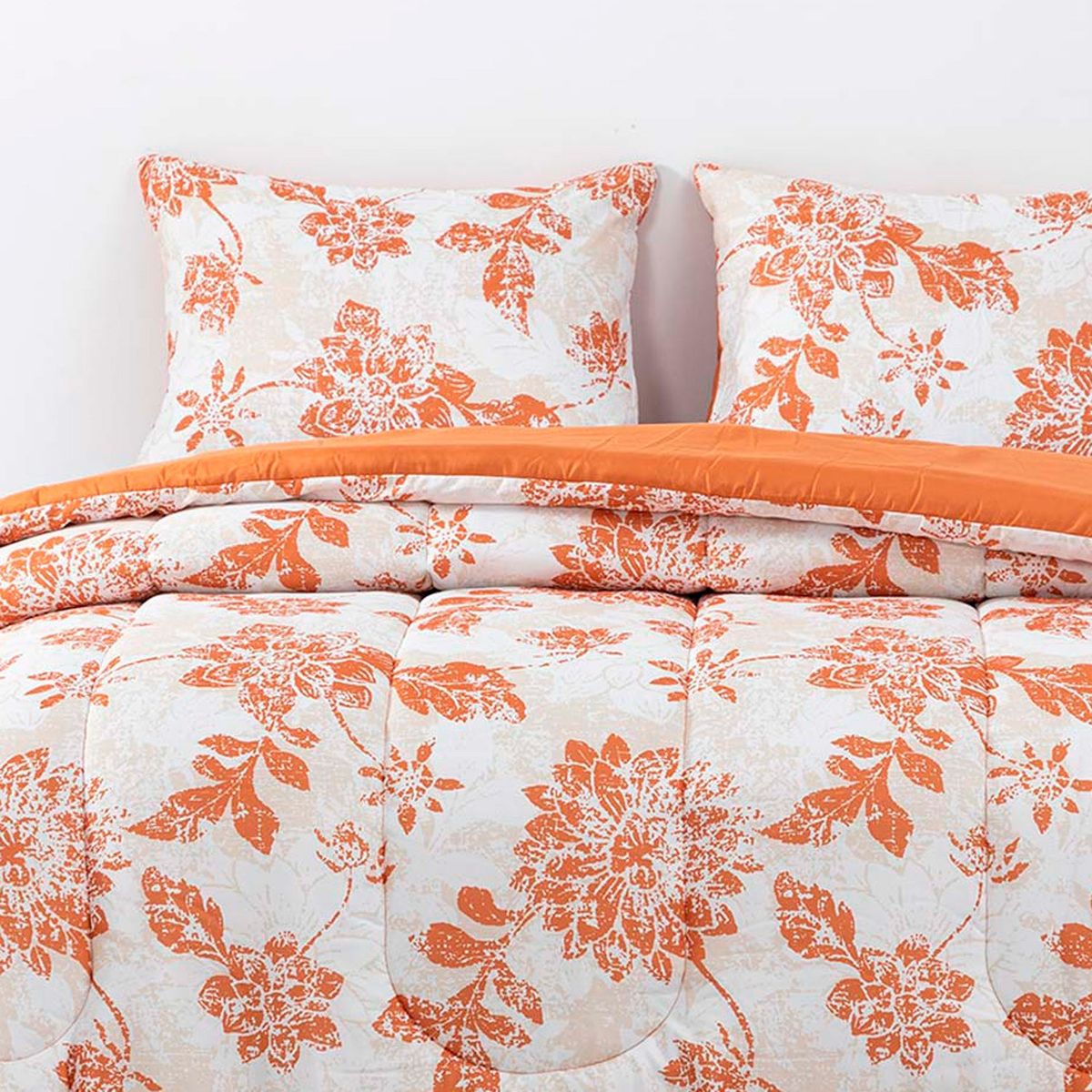 DIB - Plumon Reversible 2 Plazas Flores Terracota