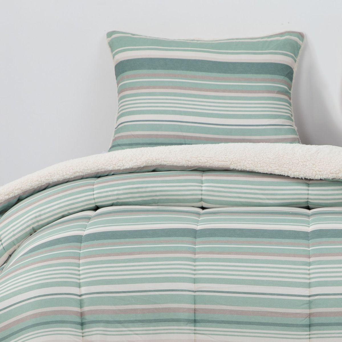 DIB - Plumon  Reversible Sherpa 1.5 Plaza Lineas Verde