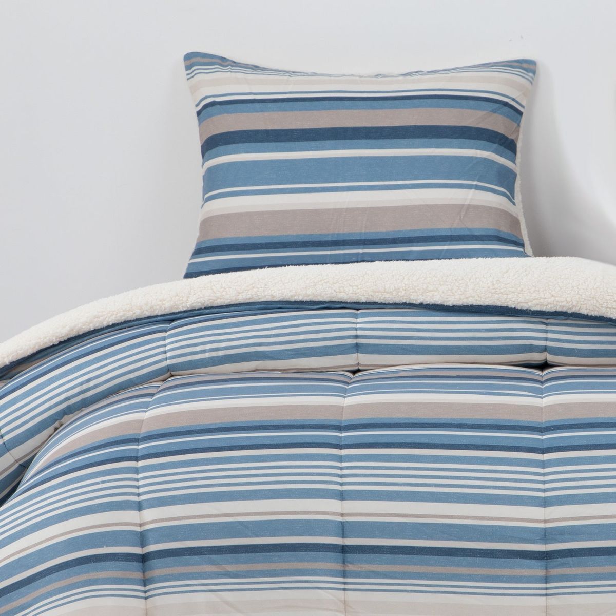 DIB - Plumon  Reversible Sherpa 1.5 Plaza Lineas Azul