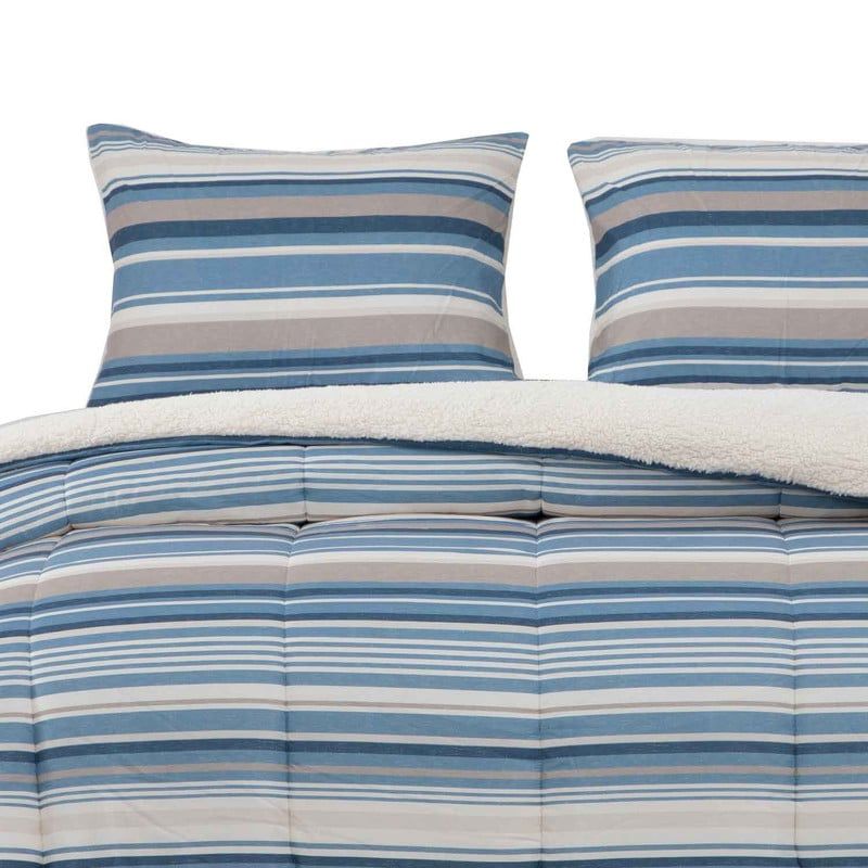 DIB - Plumon  Reversible Sherpa 2 Plazas Lineas Azul