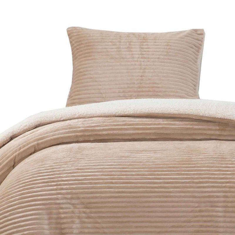 DIB - Cobertor Reversible Sherpa 15 Plaza Cotelón Beige