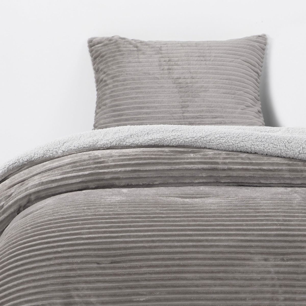 DIB - Cobertor  Reversible Sherpa 1.5 Plaza Cotelón Gris