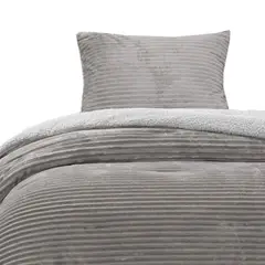 DIB - Cobertor Reversible Sherpa 1.5 Plaza Cotelón Gris