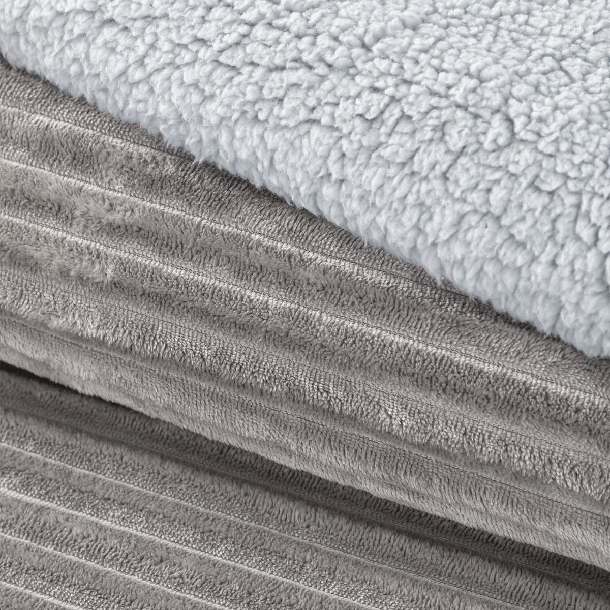 DIB - Cobertor  Reversible Sherpa 1.5 Plaza Cotelón Gris