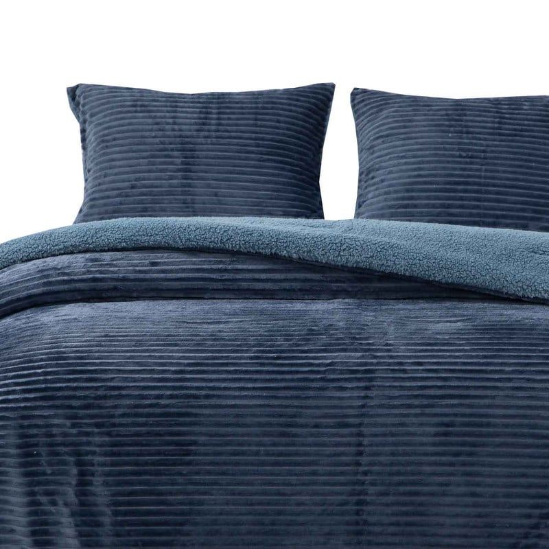 DIB - Cobertor  Reversible Sherpa 2 Plazas Cotelón Azul