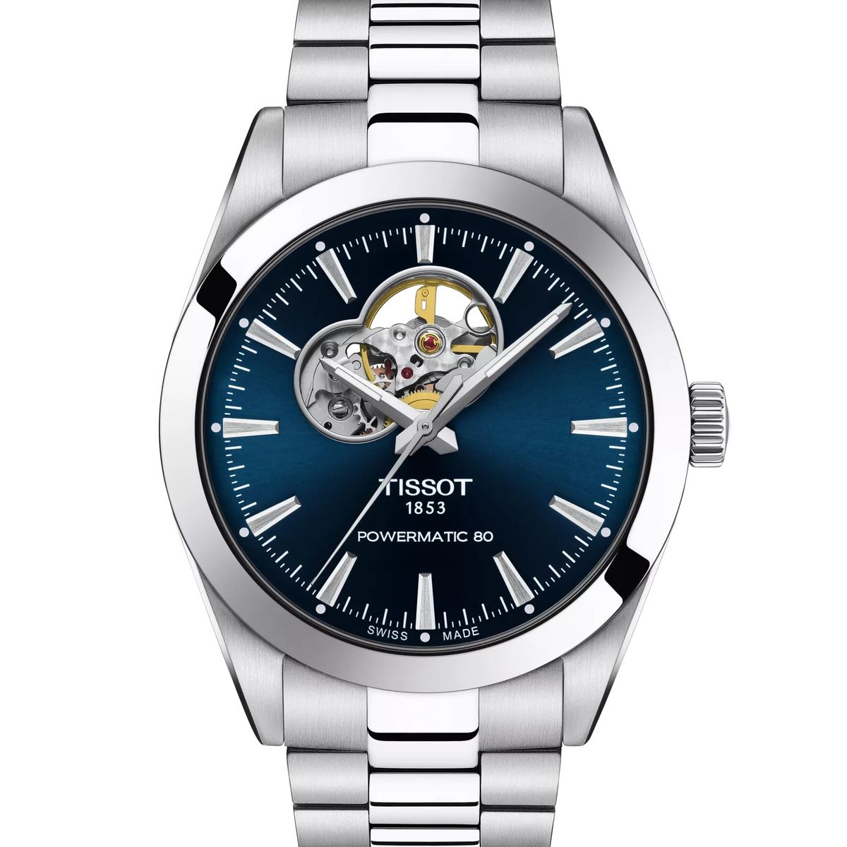 TISSOT - Reloj Tissot Gentleman Open Heart Acero Azul