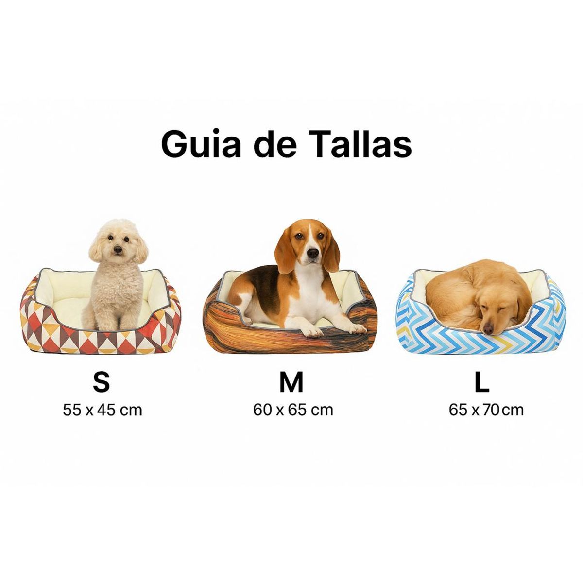 GENERICO - Cama para mascotas acolchada chiporro Talla M 60x65 CM - Cafe