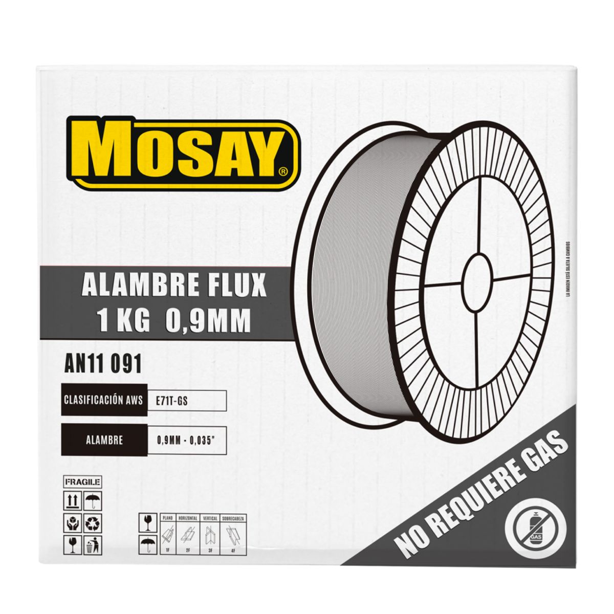 MOSAY - SOLDADURA MIG ALAMBRE E71TGS 09 MM 1KG NO REQUIERE GAS GASLESS MOSA