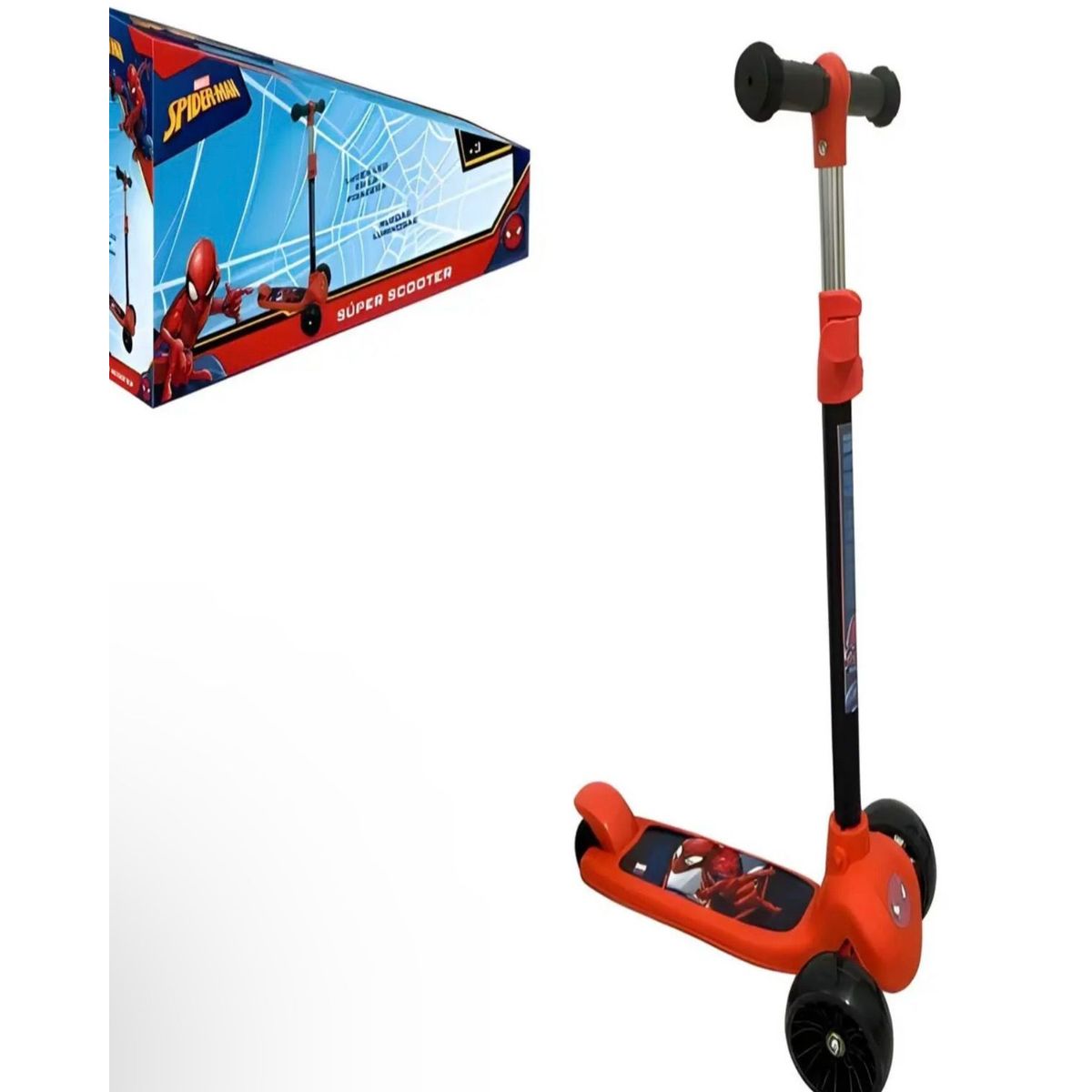 GENERICO - TRISCOOTER CON LUCES LED MARVEL SPIDERMAN