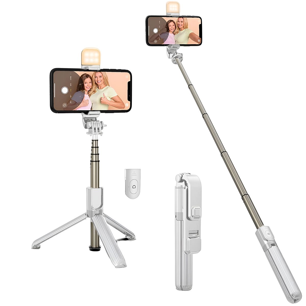 GENERICO - Tripode Palo Selfie Con Bluetooth Estabilizador Con Luz Led