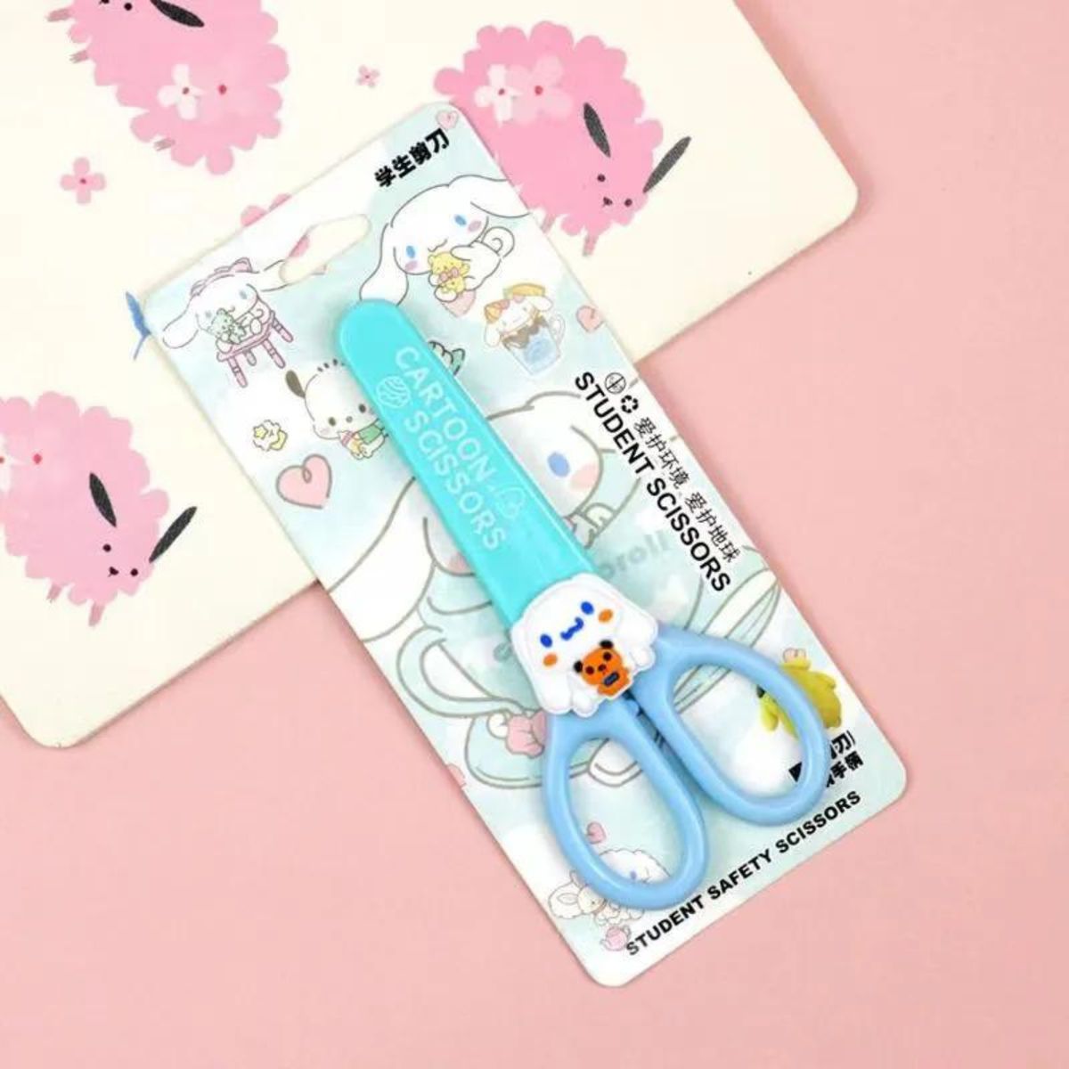 GENERICO - Tijeras Kawaii Punta Roma Redonda Con Funda Protectora