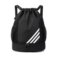 Mochila De Baloncesto Bolso Con Cordón Bolsa De Equitación negro