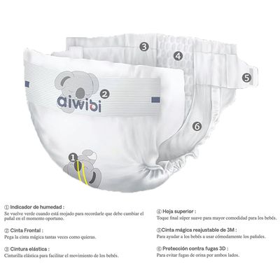 Imagen 2 del producto Pañales Premium Aiwibi Ultra Suave M 30 Und